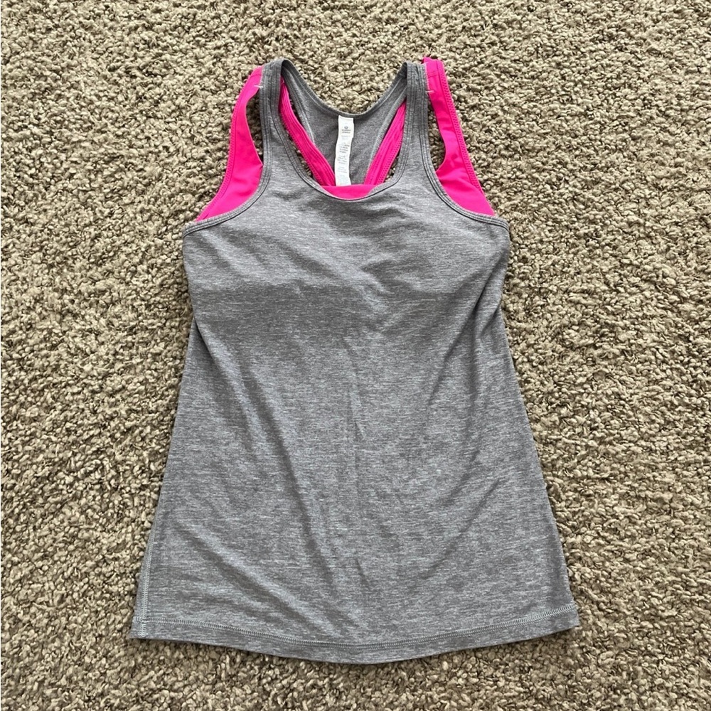 Lululemon Gray and Pink Women's Tank Top